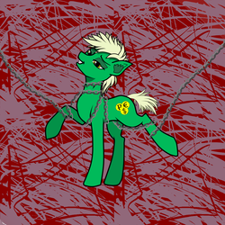 Size: 4000x4000 | Tagged: safe, artist:keshakadens, earth pony, pony, abstract background, chains, male, raised hoof