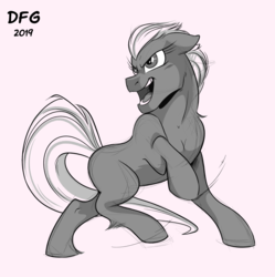 Size: 1280x1284 | Tagged: safe, artist:dragonfoxgirl, oc, oc only, oc:byron flamel, earth pony, pony, confident, eyelashes, male, pose, sketch, stallion