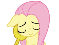 Size: 7800x6000 | Tagged: safe, artist:igokapichka, discord, fluttershy, draconequus, pegasus, pony, g4, the beginning of the end, cute, eyes closed, female, floppy ears, hand on cheek, male, mare, offscreen character, shyabetes, simple background, smiling, solo focus, transparent background, vector