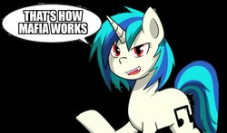 Size: 1284x753 | Tagged: safe, edit, dj pon-3, vinyl scratch, pony, undead, vampire, vampony, comic:adapting to night, g4, fangs, female, mare, meme, red eyes, solo, that's how mafia works