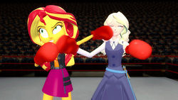Size: 1366x768 | Tagged: safe, artist:migueruchan, sunset shimmer, human, equestria girls, g4, 3d, boxing, diana cavendish, gmod, humanized, little witch academia, source filmmaker, sports