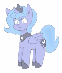 Size: 1600x1883 | Tagged: safe, artist:c0pter, princess luna, alicorn, pony, g4, crown, cute, female, filly, hoof shoes, jewelry, lunabetes, regalia, simple background, solo, white background, woona, younger