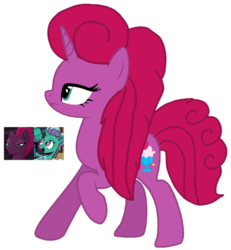 Size: 991x1072 | Tagged: safe, artist:徐詩珮, fizzlepop berrytwist, glitter drops, tempest shadow, oc, oc only, oc:betty pop, pony, unicorn, g4, my little pony: the movie, base used, broken horn, female, horn, lesbian, magical lesbian spawn, mare, next generation, offspring, parent:glitter drops, parent:tempest shadow, parents:glittershadow, ship:glittershadow, shipping, simple background, solo, transparent background