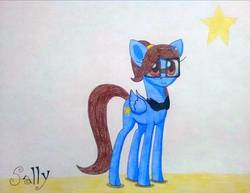 Size: 1124x868 | Tagged: safe, artist:dialysis2day, oc, oc only, oc:sally, pegasus, pony, bowtie, female, glasses, mare, solo, traditional art