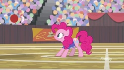 Size: 1280x720 | Tagged: safe, screencap, pinkie pie, earth pony, pony, common ground, g4, ball, buckball uniform, clothes, female, jersey, mare, solo focus