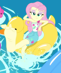 Size: 912x1084 | Tagged: safe, screencap, fluttershy, human, equestria girls, equestria girls series, g4, i'm on a yacht, spoiler:eqg series (season 2), barefoot, bedroom eyes, big feet, clothes, cute, dress, feet, female, fetish fuel, floaty, flutterfeet, foot focus, geode of empathy, geode of fauna, geode of shielding, geode of sugar bombs, geode of super speed, geode of super strength, geode of telekinesis, inflatable, inflatable toy, magical geodes, pool toy, shyabetes, soles, splash, teenager, toes, water, wiggling toes