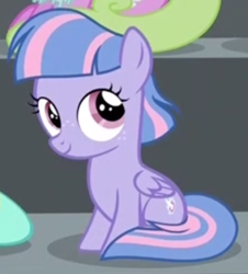 Size: 746x827 | Tagged: safe, screencap, wind sprint, pegasus, pony, common ground, g4, cropped, female, filly, foal, sitting, smiling, solo focus