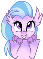 Size: 468x638 | Tagged: safe, artist:rainbow eevee, silverstream, hippogriff, g4, cute, diastreamies, female, happy, looking up, simple background, smiling, solo, transparent background