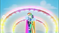 Size: 750x416 | Tagged: safe, screencap, rainbow dash, equestria girls, g4, my little pony equestria girls: better together, run to break free, converse, double sonic rainboom, female, ponied up, shoes, sneakers, sonic rainboom