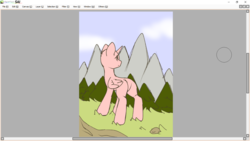 Size: 1366x768 | Tagged: safe, artist:xcinnamon-twistx, oc, oc only, pony, adventure, advertisement, commission, forest, grass, looking up, mountain, sky, solo, your character here