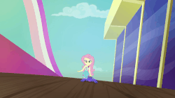 Size: 1336x752 | Tagged: safe, screencap, fluttershy, lobster, equestria girls, g4, i'm on a yacht, my little pony equestria girls: better together, animated, beautiful, cute, female, gif, leash, shyabetes, smiling