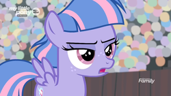 Size: 1366x768 | Tagged: safe, screencap, wind sprint, pegasus, pony, common ground, g4, audience, crowd, discovery family logo, female, filly, foal, lidded eyes, solo, stadium