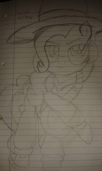 Size: 2560x1536 | Tagged: safe, artist:treble clefé, pinkie pie, pony, g4, testing testing 1-2-3, female, lined paper, pencil drawing, rapper pie, scene interpretation, sketch, solo, traditional art