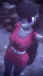 Size: 2160x3840 | Tagged: safe, artist:dashie116, octavia melody, anthro, g4, 3d, adorasexy, belt, clothes, cute, female, high res, looking at you, midriff, miniskirt, pantyhose, selfie, sexy, skirt, smiling, solo, wide hips
