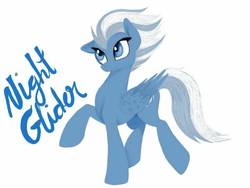 Size: 640x480 | Tagged: safe, artist:mac1918, night glider, pegasus, pony, g4, female, mare, simple background, solo, text, white background