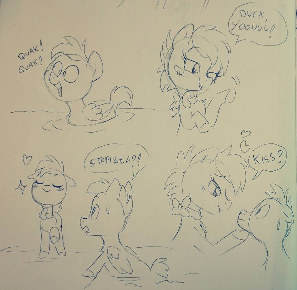 2032121 Safe Artist Stepandy Oc Oc Duk Oc Pandy Duck Pony