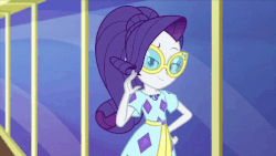 Size: 800x450 | Tagged: safe, screencap, rarity, equestria girls, g4, i'm on a yacht, my little pony equestria girls: better together, animated, bedroom eyes, clothes, cruise outfit, dress, fabulous, female, geode of shielding, gif, hand on hip, lidded eyes, looking at you, magical geodes, smiling, solo, sparkles, stupid sexy rarity, sunglasses