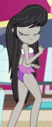 Size: 250x608 | Tagged: safe, screencap, captain planet, octavia melody, valhallen, equestria girls, g4, i'm on a yacht, my little pony equestria girls: better together, adorasexy, animated, bikini, bikini babe, clothes, cropped, cute, dancing, eyes closed, finger snap, gif, legs, midriff, offscreen character, sexy, solo focus, swimsuit, tavibetes