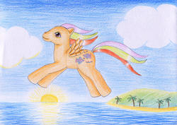Size: 1280x908 | Tagged: safe, artist:normaleeinsane, sea breeze, pony, g1, female, solo, traditional art, tropical ponies