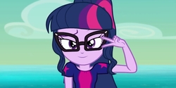 Size: 2000x1000 | Tagged: safe, screencap, sci-twi, twilight sparkle, equestria girls, g4, i'm on a yacht, my little pony equestria girls: better together, dancing, female, lidded eyes, looking at you, smiling, solo, wrong aspect ratio