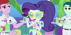 Size: 2000x1000 | Tagged: safe, screencap, rarity, equestria girls, g4, i'm on a yacht, my little pony equestria girls: better together, background human, one eye closed, wink, wrong aspect ratio
