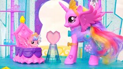 Size: 1280x720 | Tagged: safe, princess cadance, princess flurry heart, pony, g4, crystal, crystal empire, doll, female, irl, my little pony, photo, toy