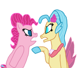 Size: 1348x1177 | Tagged: safe, artist:bigpurplemuppet99, pinkie pie, princess skystar, seapony (g4), g4, argument, female, lesbian, seaponified, seapony pinkie pie, ship:skypie, shipping, species swap