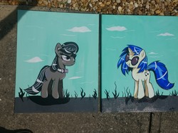 Size: 3371x2528 | Tagged: safe, artist:annuthecatgirl, dj pon-3, octavia melody, vinyl scratch, pony, g4, acrylic painting, for sale, high res, painting, traditional art