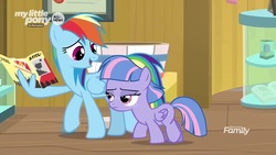 Size: 1280x720 | Tagged: safe, screencap, rainbow dash, wind sprint, pony, common ground, g4, auntie dashie, brochure, wing hands, wings