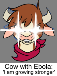 Size: 450x601 | Tagged: safe, artist:dragon122, artist:invertigo, arizona (tfh), cow, them's fightin' herds, bust, community related, ebola, exploitable meme, glowing eyes, glowing eyes meme, i am growing stronger, meme