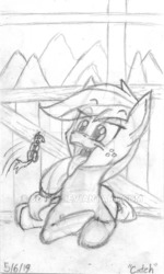 Size: 400x668 | Tagged: safe, artist:ninegates, applejack, earth pony, pony, g4, esophagus, female, fetish, imminent vore, kitchen eyes, lying down, mawshot, micro, open mouth, pencil drawing, size difference, tiny, tiny ponies, traditional art, uvula