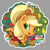 Size: 1440x1440 | Tagged: safe, artist:batonya12561, part of a set, applejack, earth pony, pony, g4, apple, bucket, chest fluff, chibi, cute, ear fluff, female, food, guitar, jackabetes, jam, open mouth, pear, solo, zap apple, zap apple jam