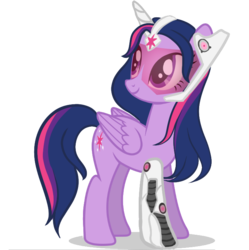 Size: 720x722 | Tagged: safe, artist:chippiepuff, twilight sparkle, alicorn, pony, g4, alternate hairstyle, carla castañeda, clothes, cosplay, costume, crossover, cute, female, latin american, overwatch, simple background, solo, symmetra, symmetwi, transparent background, twiabetes, twilight sparkle (alicorn), vector, voice actor joke