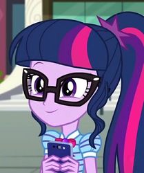 Size: 563x672 | Tagged: safe, screencap, sci-twi, twilight sparkle, equestria girls, equestria girls series, text support, bust, cropped, cute, female, phone, solo, twiabetes