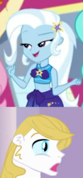 Size: 319x681 | Tagged: safe, edit, prince blueblood, trixie, equestria girls, g4, i'm on a yacht, my little pony equestria girls: better together, cute, diatrixes, female, male, ship:bluetrix, shipping, shipping domino, straight, surprised blueblood