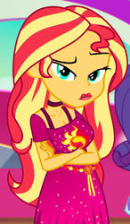 Size: 877x1500 | Tagged: safe, edit, editor:usuarioregular2600, screencap, sunset shimmer, equestria girls, equestria girls specials, g4, my little pony equestria girls: better together, my little pony equestria girls: spring breakdown, bimboification, breast edit, breasts, busty sunset shimmer, cropped, female, lips, lipstick, unamused