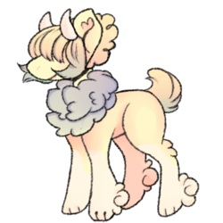 Size: 2000x2000 | Tagged: safe, artist:poofindi, oc, oc only, pony, fluffy, high res, horns, pastel, simple background, solo, transparent background