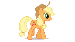 Size: 1280x720 | Tagged: dead source, safe, artist:foxyrustoneartist, applejack, earth pony, pony, g4, animated, applejack's hat, cowboy hat, female, hat, mare, simple background, smiling, solo, transparent background, walk cycle, walking