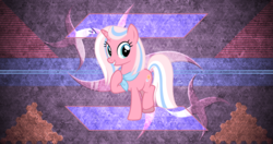 Size: 4096x2160 | Tagged: safe, artist:cheezedoodle96, artist:laszlvfx, edit, clear sky, pony, unicorn, common ground, g4, female, handkerchief, mare, pointing at self, raised hoof, smiling, solo, wallpaper, wallpaper edit