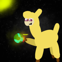 Size: 480x480 | Tagged: safe, artist:artdbait, paprika (tfh), oc, oc only, alpaca, them's fightin' herds, community related, earth shattering kaboom, end of the world, explosion, fightin' doods, macro, planet, solo, space, updated image, xk-class end-of-the-world scenario