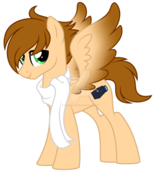 Size: 1280x1382 | Tagged: safe, artist:crystal-tranquility, oc, oc only, oc:quick focus, pegasus, pony, clothes, deviantart watermark, male, obtrusive watermark, scarf, simple background, solo, stallion, transparent background, watermark