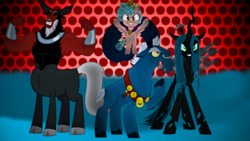 Size: 1280x720 | Tagged: safe, artist:alvaxerox, cozy glow, grogar, lord tirek, queen chrysalis, g4, the beginning of the end