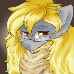 Size: 3000x3000 | Tagged: safe, artist:urpone, oc, oc only, oc:hysteric mane, earth pony, pony, beard, bust, clothes, facial hair, floppy ears, glasses, high res, looking at you, male, scarf, solo, stallion