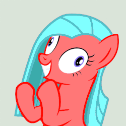 Size: 500x500 | Tagged: safe, edit, editor:undeadponysoldier, oc, oc only, oc:echristian, earth pony, pony, adorable face, alternate hairstyle, animated, clapping, contemplating insanity, cute, derp, female, mare, recolor, shrunken pupils, simple background, smiling, solo, white background