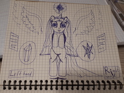 Size: 4608x3456 | Tagged: safe, artist:php185, alicorn, pony, female, graph paper, left handed, right handed, solo, traditional art, wings