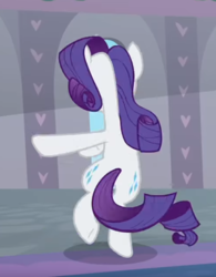 Size: 523x672 | Tagged: safe, screencap, rarity, pony, unicorn, g4, season 9, she's all yak, bipedal, both cutie marks, cropped, female, fit right in, mare, rear view, solo, twirl