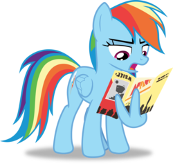 Size: 2852x2702 | Tagged: safe, artist:frownfactory, rainbow dash, pegasus, pony, common ground, g4, .svg available, female, high res, mare, open mouth, reading, simple background, solo, svg, transparent background, vector, wing hands, wings