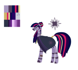 Size: 5952x5385 | Tagged: safe, artist:moonlight0shadow0, oc, oc only, oc:inkanyezi, pony, zebra, bracelet, clothes, female, glasses, jewelry, multicolored hair, poncho, reference sheet, robe, simple background, solo, tail wrap, transparent background, wristband, zebra oc