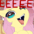 Size: 1000x1000 | Tagged: safe, artist:evehly, fluttershy, bat pony, pony, g4, animated, bat ponified, cute, eeee, fangs, female, floppy ears, flutterbat, gif, looking at you, mare, meme, open mouth, race swap, shyabates, shyabetes, slit pupils, smiling, solo, spread wings, sunburst background, text, triggered, vibrating, wings, wrong eye color