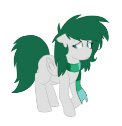 Size: 2500x2579 | Tagged: safe, artist:sevenserenity, oc, oc only, oc:emerald aurora, pegasus, pony, birb, clothes, green, high res, nervous, scarf, solo